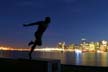 Harry Jerome Statue Downtown Vancouver At Night, Canada Stock Photographs